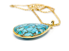 Lade das Bild in den Galerie-Viewer, Vintage Schmuck I Türkis Tropfenform I Cabochon I vergoldet I 925er Silber