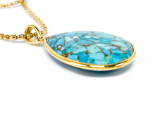 Lade das Bild in den Galerie-Viewer, Vintage Schmuck I Türkis Tropfenform I Cabochon I vergoldet I 925er Silber