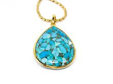 Lade das Bild in den Galerie-Viewer, Vintage Schmuck I Türkis Tropfenform I Cabochon I vergoldet I 925er Silber