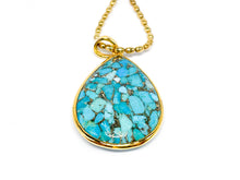 Lade das Bild in den Galerie-Viewer, Vintage Schmuck I Türkis Tropfenform I Cabochon I vergoldet I 925er Silber