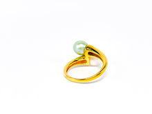 Lade das Bild in den Galerie-Viewer, Silberschmuck I Perlenschmuck I Perlen grün & weiß I Ring I vergoldet I 925er Silber