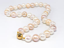 Lade das Bild in den Galerie-Viewer, Vintage I Perlenkette I Perlenschmuck I Unisex Perlen Kette Halskette I weiß rosa I Ø 10,6mm 14 Karat 585K