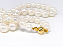 Lade das Bild in den Galerie-Viewer, feine zarte Damen Perlenkette I Perlenschmuck Perlen Kette I weiß I 44cm 14 Karat 585K