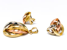 Lade das Bild in den Galerie-Viewer, Tricolor I Gold Schmuckset I Ohrringe/ Ohrstecker I Anhänger I 8 Karat 333K