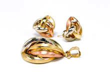 Lade das Bild in den Galerie-Viewer, Tricolor I Gold Schmuckset I Ohrringe/ Ohrstecker I Anhänger I 8 Karat 333K