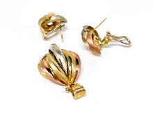 Lade das Bild in den Galerie-Viewer, Tricolor I Gold Schmuckset I Ohrringe/ Ohrstecker I Anhänger I 8 Karat 333K