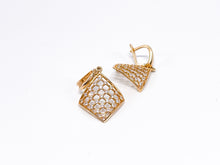 Lade das Bild in den Galerie-Viewer, Vintage Schmuck | Gold Rotgold Roségold | längere hängende Ohrringe | Raute | 14 Karat 585K