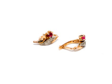 Lade das Bild in den Galerie-Viewer, Vintage Schmuck | Gold Rotgold Roségold | Ohrringe | Rubin rote Steine | 14 Karat 585K