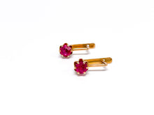 Lade das Bild in den Galerie-Viewer, Vintage Art Deco | Roségold Rotgold Gold | Ring + Ohrringe | UDSSR | Rubin - Smaragd rot | 14 Karat 585K 583K