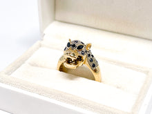 Lade das Bild in den Galerie-Viewer, Panther Tiger Ring | Gold | *Saphir blaue Augen* *BLUE EYES* | 14 Karat 585K