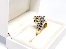 Lade das Bild in den Galerie-Viewer, Panther Tiger Ring | Gold | *Saphir blaue Augen* *BLUE EYES* | 14 Karat 585K