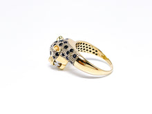Lade das Bild in den Galerie-Viewer, Panther Tiger Ring | Gold | *Saphir blaue Augen* *BLUE EYES* | 14 Karat 585K