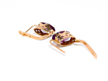 Lade das Bild in den Galerie-Viewer, Vintage I Schmuck I Goldschmuck I Ohrringe I Rotgold Roségold Gold I UDSSR I Amethyst lila I 14 Karat 585K 583K