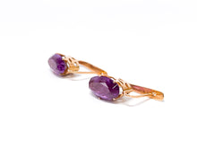 Lade das Bild in den Galerie-Viewer, Vintage I Schmuck I Goldschmuck I Ohrringe I Rotgold Roségold Gold I UDSSR I Amethyst lila I 14 Karat 585K 583K
