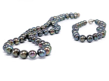 Lade das Bild in den Galerie-Viewer, Tahitiperlen I Tahiti Perlen Kette + Armband I Vintage Schmuck I 925er Silber