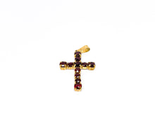 Lade das Bild in den Galerie-Viewer, Vintage Goldschmuck | Kreuz | Granat rot | 8 Karat 333K