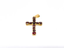 Lade das Bild in den Galerie-Viewer, Vintage Goldschmuck | Kreuz | Granat rot | 8 Karat 333K