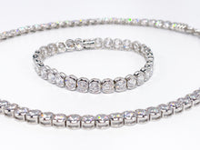 Lade das Bild in den Galerie-Viewer, Unisex Schmuckset I Silberschmuck I Armband + Kette Collier I CZ Steine I 925er Silber