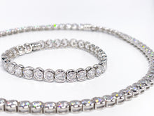 Lade das Bild in den Galerie-Viewer, Unisex Schmuckset I Silberschmuck I Armband + Kette Collier I CZ Steine I 925er Silber