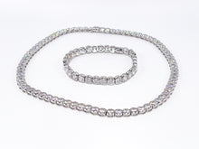Lade das Bild in den Galerie-Viewer, Unisex Schmuckset I Silberschmuck I Armband + Kette Collier I CZ Steine I 925er Silber