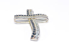 Lade das Bild in den Galerie-Viewer, Kreuz | Silber Silberschmuck Schmuck | babyblaue + schwarze Steine | 925er