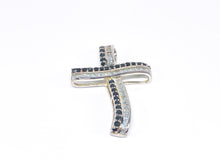 Lade das Bild in den Galerie-Viewer, Kreuz | Silber Silberschmuck Schmuck | babyblaue + schwarze Steine | 925er