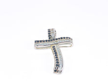 Lade das Bild in den Galerie-Viewer, Kreuz | Silber Silberschmuck Schmuck | babyblaue + schwarze Steine | 925er