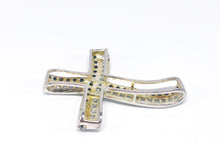 Lade das Bild in den Galerie-Viewer, Kreuz | Silber Silberschmuck Schmuck | babyblaue + schwarze Steine | 925er
