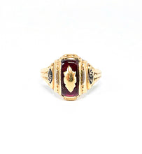 Lade das Bild in den Galerie-Viewer, College Ring I Siegelring I USA I Herren Ring I "JOSTEN" 1954 I 10K 417 Karat Gold I + dunkel rotem Stein