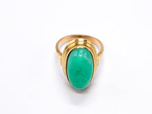 Lade das Bild in den Galerie-Viewer, Antik Vintage Schmuck I Jugendstil I Gold Ring I Jadeit Türkis I 14 Karat 585K
