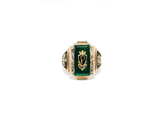 Lade das Bild in den Galerie-Viewer, Siegelring I College Ring "P" "H.S." HIGH SCHOOL I USA I Herren Ring I "HERFF JONES HJ" 1968 I 10K 417 Karat Gold I + grüner Stein