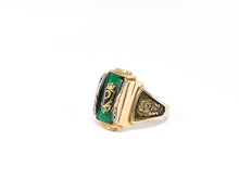 Lade das Bild in den Galerie-Viewer, Siegelring I College Ring "P" "H.S." HIGH SCHOOL I USA I Herren Ring I "HERFF JONES HJ" 1968 I 10K 417 Karat Gold I + grüner Stein