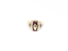 Lade das Bild in den Galerie-Viewer, College Ring I Siegelring I USA I Herren Ring I "JOSTEN" 1954 I 10K 417 Karat Gold I + dunkel rotem Stein