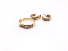 Lade das Bild in den Galerie-Viewer, bicolor Goldschmuck Ring + Ohrringe Set - Gold/ Weißgold- 14 Karat 585K