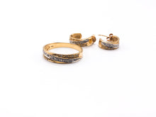 Lade das Bild in den Galerie-Viewer, bicolor Goldschmuck Ring + Ohrringe Set - Gold/ Weißgold- 14 Karat 585K