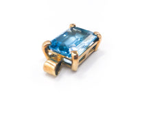 Lade das Bild in den Galerie-Viewer, Vintage - Antik Goldschmuck I Art déco I Jugendstil I Anhänger Schmuck 14 Karat 585K Gold (Aquamarin Topas blau)