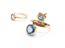 Lade das Bild in den Galerie-Viewer, Gold I Goldschmuck Set I zeitlos I *Aqua babyblau* I Ringe + Ohrstecker I 18 Karat 750K