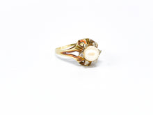 Lade das Bild in den Galerie-Viewer, Vintage Schmuck I Gold Ring I 14 Karat 585K I Perle + Diamanten ca. 0,15ct