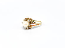Lade das Bild in den Galerie-Viewer, Vintage Schmuck I Gold Ring I 14 Karat 585K I Perle + Diamanten ca. 0,15ct