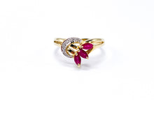 Lade das Bild in den Galerie-Viewer, Antik - Vintage Goldring Diamant *Rubine rot I Ring Gold Schmuck 14 Karat 585K