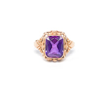 Lade das Bild in den Galerie-Viewer, Edler Gold Ring I Roségold I Antik - Vintage Schmuck I Art déco Jugendstil I 14 Karat 585K I Amethyst Lila