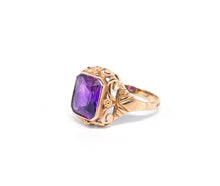 Lade das Bild in den Galerie-Viewer, Edler Gold Ring I Roségold I Antik - Vintage Schmuck I Art déco Jugendstil I 14 Karat 585K I Amethyst Lila
