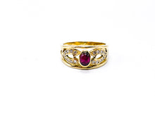 Lade das Bild in den Galerie-Viewer, Vintage Antik Stil I Ring I Gold Schmuck I 0,21 ct Diamanten + RUBIN Rot I 18 Karat 750K
