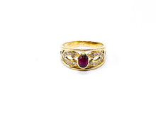 Lade das Bild in den Galerie-Viewer, Vintage Antik Stil I Ring I Gold Schmuck I 0,21 ct Diamanten + RUBIN Rot I 18 Karat 750K