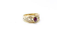 Lade das Bild in den Galerie-Viewer, Vintage Antik Stil I Ring I Gold Schmuck I 0,21 ct Diamanten + RUBIN Rot I 18 Karat 750K