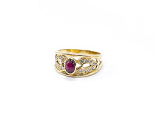 Lade das Bild in den Galerie-Viewer, Vintage Antik Stil I Ring I Gold Schmuck I 0,21 ct Diamanten + RUBIN Rot I 18 Karat 750K