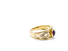 Lade das Bild in den Galerie-Viewer, Vintage Antik Stil I Ring I Gold Schmuck I 0,21 ct Diamanten + RUBIN Rot I 18 Karat 750K