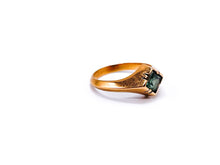 Lade das Bild in den Galerie-Viewer, Vintage - Antik Ring I Rosegold Gold Schmuck I 14 Karat 585K I Smaragd grüner Stein