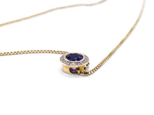 Lade das Bild in den Galerie-Viewer, Vintage Antik Schmuck I Kette + Anhänger I Gold I 0,12ct Diamanten *lila Amethyst* I 14 Karat 585K