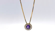 Lade das Bild in den Galerie-Viewer, Vintage Antik Schmuck I Kette + Anhänger I Gold I 0,12ct Diamanten *lila Amethyst* I 14 Karat 585K